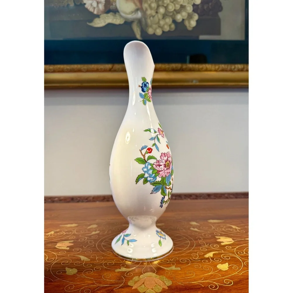 Vintage Aynsley Pembroke Bud Vase • Fine Bone China Bird Floral Vase
